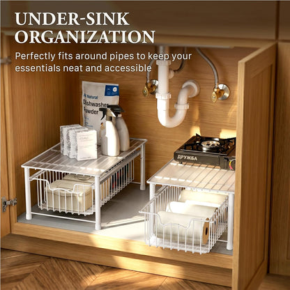 Simple Houseware Stackable Basket Drawer, Chrome