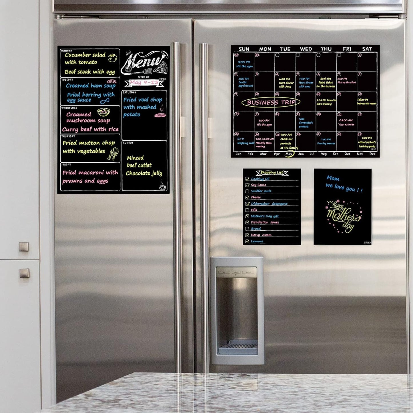 JJPRO Magnetic Dry Erase Menu and Chore Chart Blackboard for Fridge-Weekly Meal Planner Chalkboard,Behavior Chart Chalkboard for Multiple Kids with Notepad Blackboard