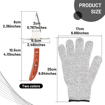 Oyster Shucker Set - 2 Oysters Shucking Knives and Cut Resistant Gloves- Seafood Opener Kit Tools for Oysters, Clam, Shellfish, Crab, Kitchen Tools, Premium Kitchen Knife Tools Gift