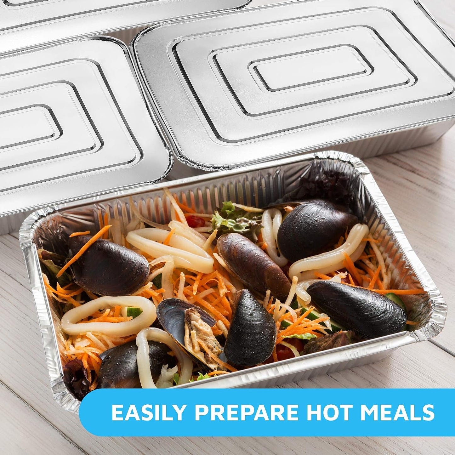 MontoPack Half-Size Aluminium Foil Lids | [100 Pack] Perfect Fit for 9x13 Roasting Pans | Premium Quality for Baking & Catering | Disposable Food Prep Containers Lids