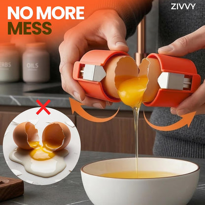 Egg Cracker & Egg Shell Opener Tool - Easy Egg Shell Cracker for Clean Shell Opening - Egg Opener & Kitchen Gadget for No Mess Breakfast & Meal Prep (Black)