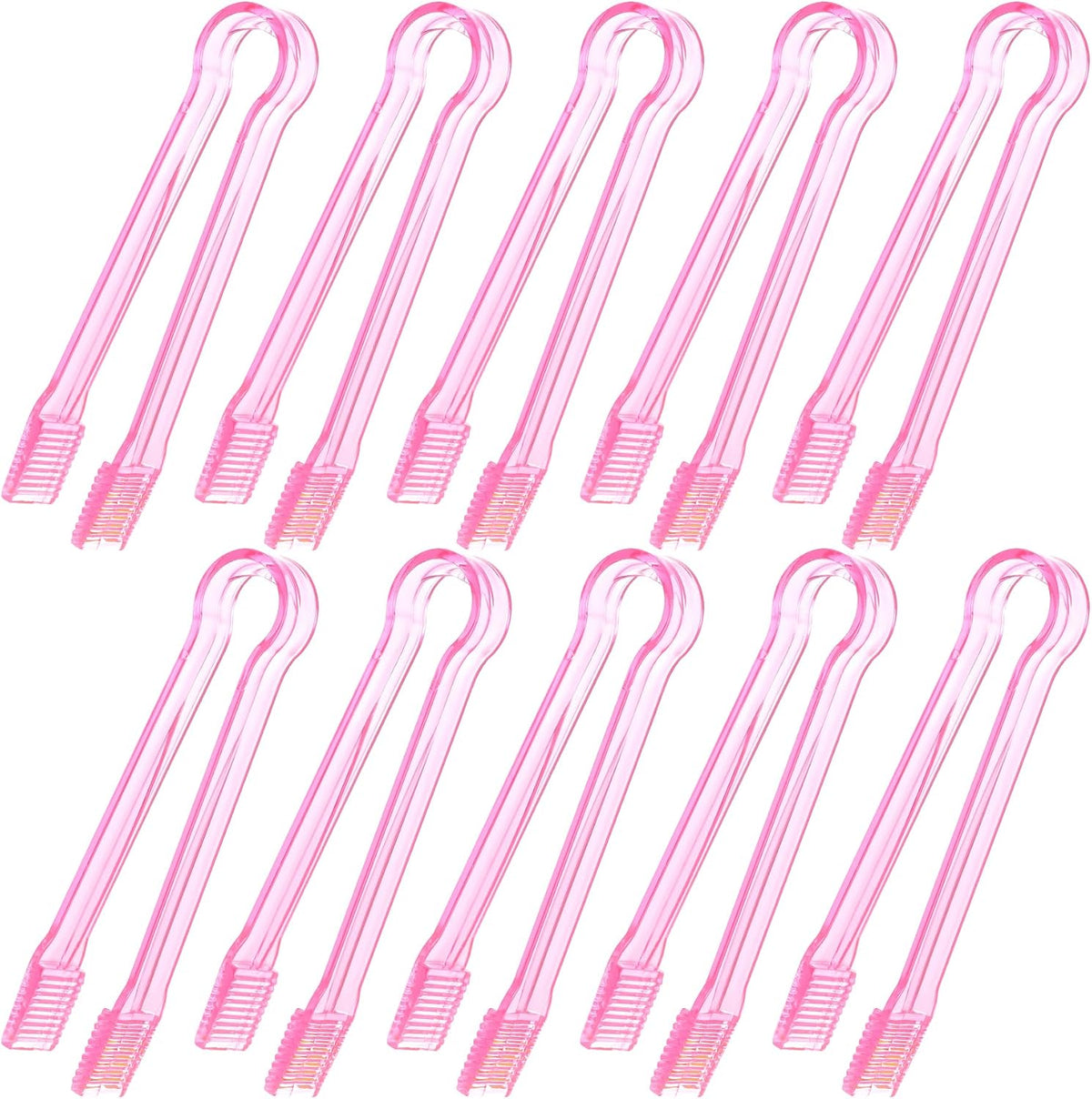 10 Pcs Plastic Buffet Serving Tongs, Clear Kitchen Tongs Mini Serving Utensil Tongs for Food Ice Salad Buffet Barbecue Cookies, 6.3 Inches
