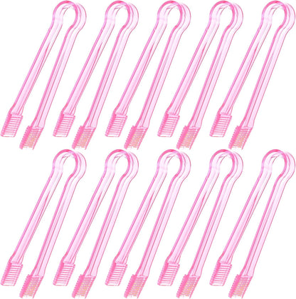 10 Pcs Plastic Buffet Serving Tongs, Clear Kitchen Tongs Mini Serving Utensil Tongs for Food Ice Salad Buffet Barbecue Cookies, 6.3 Inches