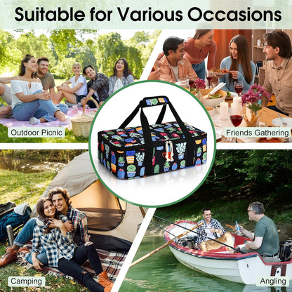 Insulated Casserole Carrier, Portable Casserole Carrier for Hot or Cold Food Lunch Tote Warmer or Cooler Bag, Lasagna Lunch Bag for Potluck Parties- Fits 9" x 13" Baking Dish-Charcoal Grey