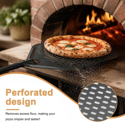 12in Perforated Pizza Peel Paddle Long Handle Compatible with Ninja MO201