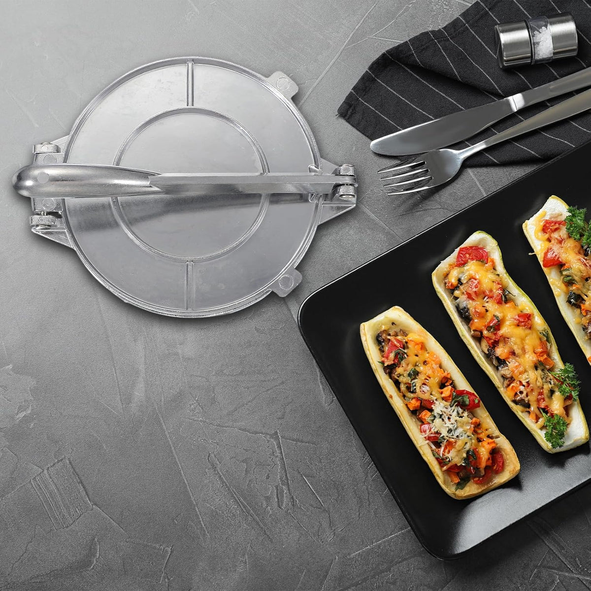 uxcell Aluminium Alloy Dough Press Taco Maker Taco Press Kitchen Utensil Tool for Cooking Chef Silver