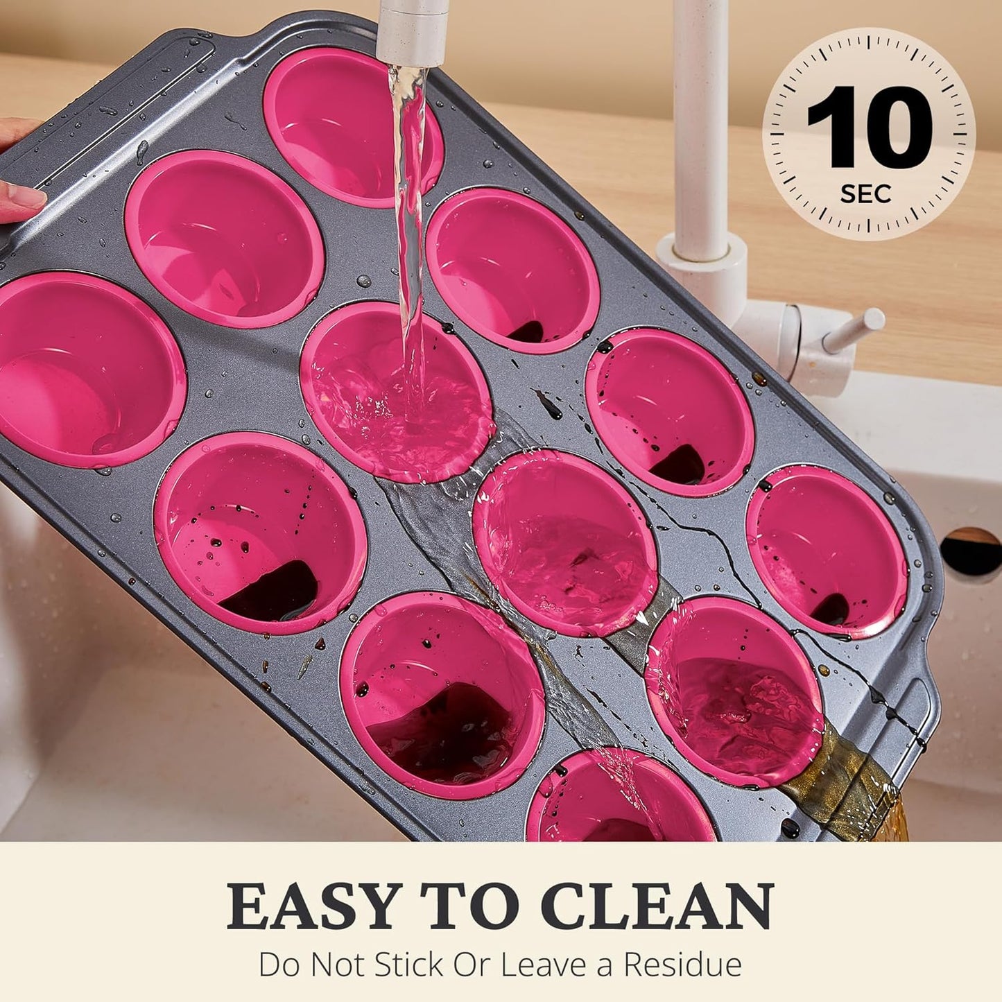 BRONYPRO Silicone Muffin Pans for Baking with Metal Frame, Egg Bite Molds, Cupcake Pans 12 Regular Size, Muffin Tins Easy to Pop Nonstick Non Toxic Bakeware for Oven,Blue