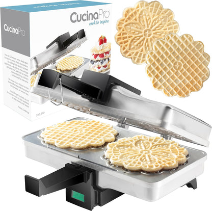 CucinaPro Pizzelle Maker, Non-Stick Electric Baker, Make Two 5-Inch Cookies