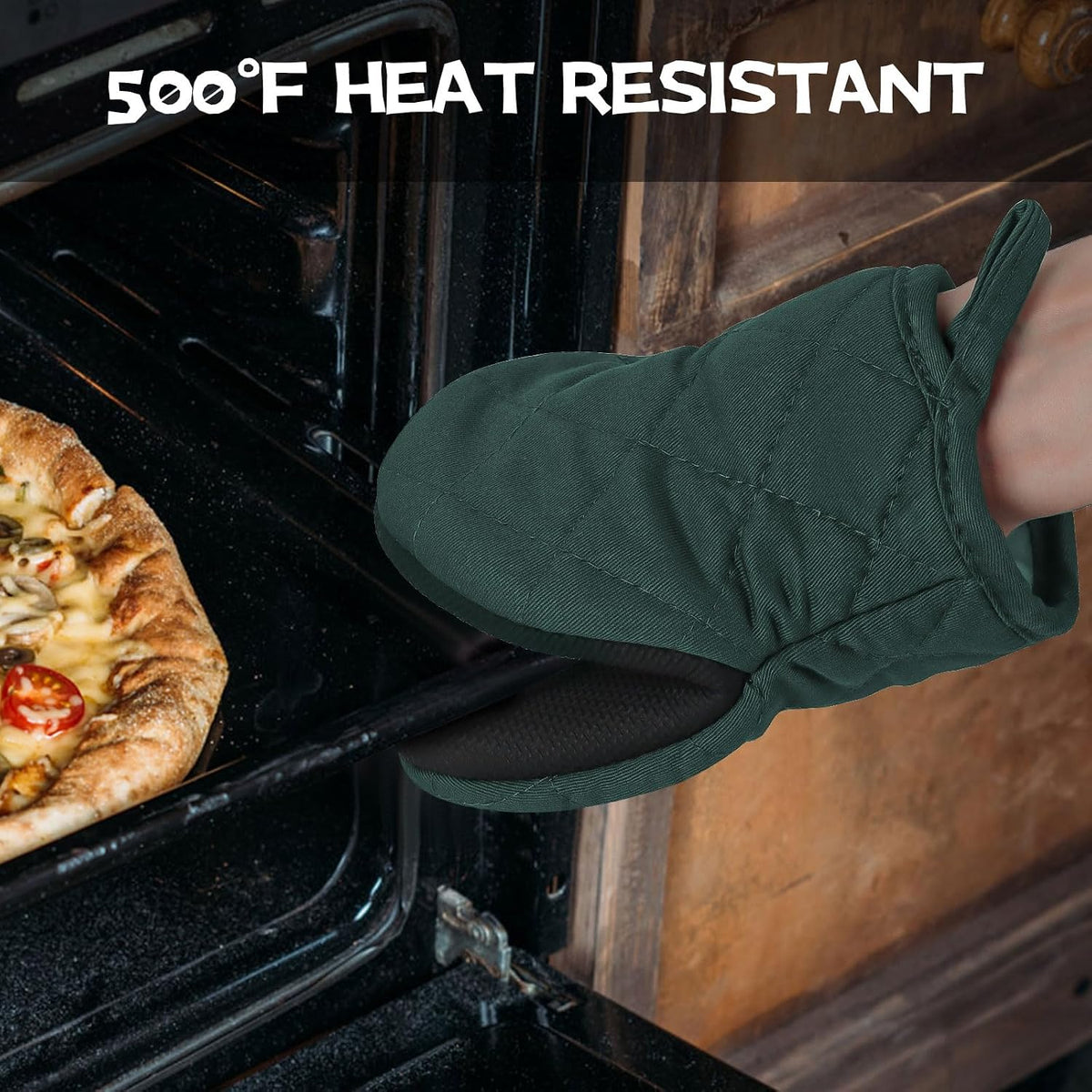 Goldmeet Mini Oven Mitts 2-Pack, 7"x5.5", 500°F Silicone Grip, Gray