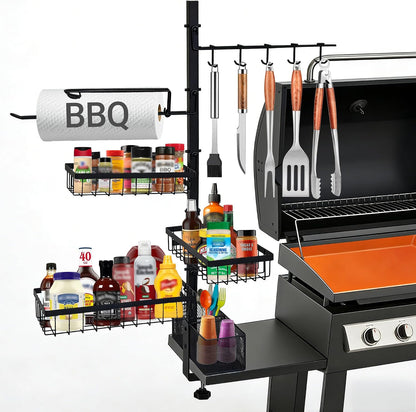 Griddle Caddy Organizer for Blackstone Griddles/Prep Cart, Grill Utensil Condiment Caddy with Paper Towel Holder, Outdoor Kitchen Grill Accessories Organizer for Camping RV Patio, Gifts for Men, Dad
