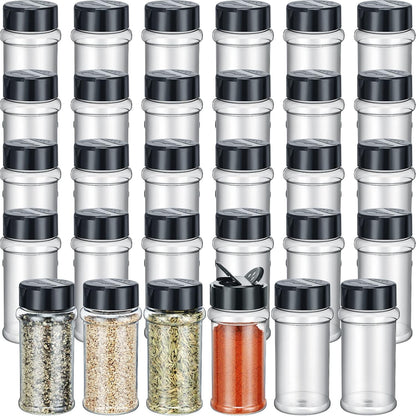 Jadive Plastic Spice Jars with Shaker Lids, 5.5oz, Black