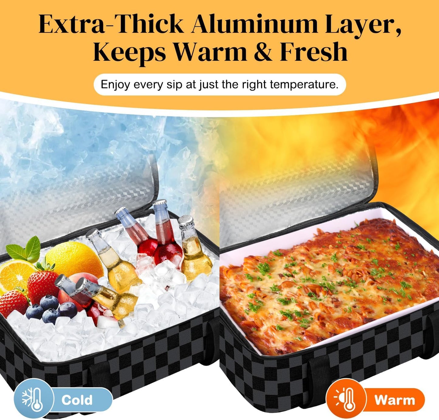 Coobiiya Insulated Casserole Carrier,Lasagna Lugger Tote Keeps Food Hot or Cold,Thermal Lunch Bag Warmer & Cooler Carrier Bag,Portable Tote Bag Fits 9" x 13" Baking Dish for Picnic and Cookout