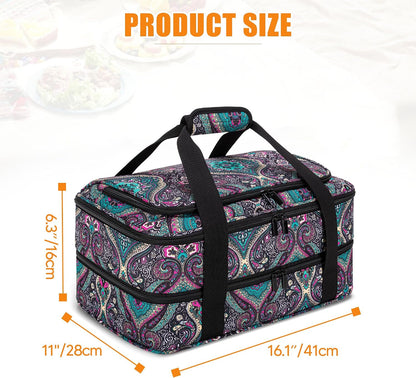 Trunab Casserole Carrier for Hot or Cold Food Insulated Casserole Dish Carrier Thermal Tote Bag for Picnic, Fits 9"×13" Baking Dish, Grey (Totem, Double Decker+Tool Room)
