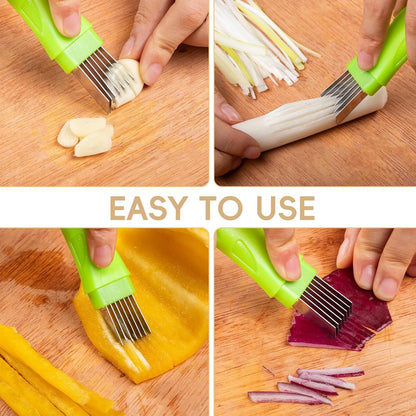 XJMWXHFC 2Pcs Chopped Green Onion Knife, Scallion Cutter Shred Knife, Vegetable Cutter Sharp Scallion Cutter Shred Knife, Stainless Steel Household Multifunctional Food Slicer Gadget