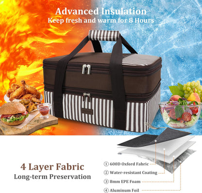 Expandable Casserole Carrier Bag - Double Decker Food Bag, Insulated Casserole Carrier for Hot or Cold Food, Lasagna Holder Tote for Picnics,Beaches,Traveling or Gifts