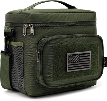 FlowFly Lunch Bag, Insulated Cooler, Thermal Lunch Box Tote with MOLLE/PALS Webbing, Adjustable Padded Shoulder Strap, for Tactical Men Women Adults and Boys Girls Kids (Cyan, Medium)