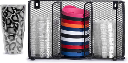 IneVibe Lid Organizer Holder for Plastic Lids and Cups, 3 Compartments