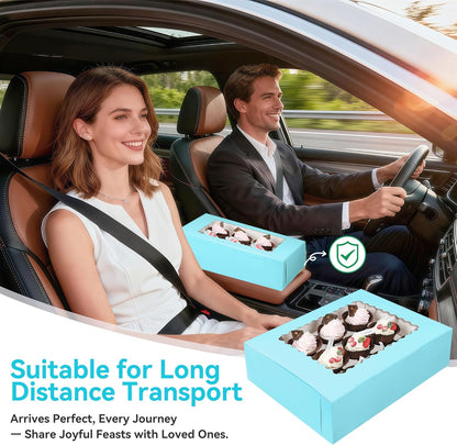 3-Set Cupcake Boxes Bulk with Clear Display Window Hold 12 Standard Cupcakes, Disposable Food Grade White Cupcake Carrier Cupcake Container, Perfect for Cupcakes Muffins Cookies Pastries