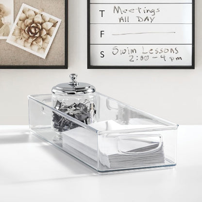 iDesign Slim Extra Long Clear Storage Bin, Narrow Stackable Organizer for Kitchen or Pantry