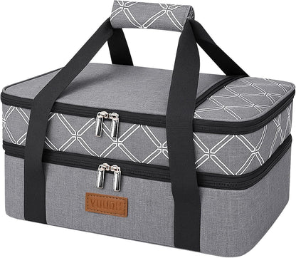 Casserole Carrier Bag, Single Insulated Food Bag, Hot Cold Lasagna Holder Tote for Picnic, Potluck or Travel, Lightweight Picnic Bag