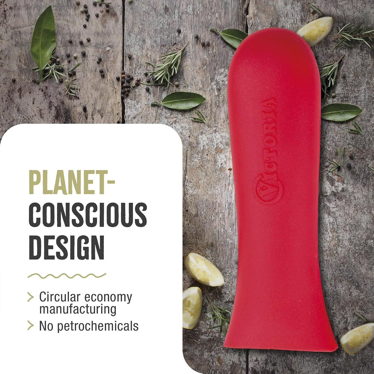 Victoria Silicone Handle Cover, Custom-Made Handle Sleeve for 10 and 12 Inch Victoria Cast Iron Skillets, Large, Red