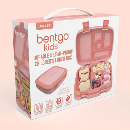 Bentgo Kids Bento-Style 5-Compartment Leak-Proof Lunch Box - Ideal Portion Sizes for Ages 3 to 7 - Durable, Drop-Proof, Dishwasher Safe, PFAS & BPA-Free & Made with Food-Safe Materials (Purple)