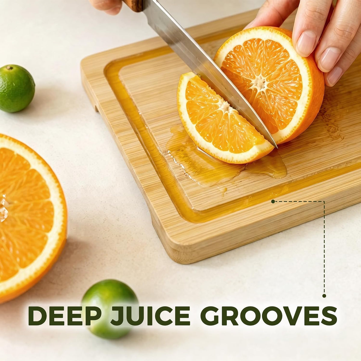 Kikcoin 17"×11" Bamboo Cutting Boards for Kitchen, Knife-Friendly Food Grade Wooden Cutting Boards for Kitchen, Charcuterie, Extra Large Chopping Boards with Deep Juice Groove, Reversible, Natural