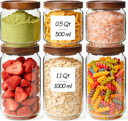 ComSaf 2Pcs (4.2Qt) Wide-Mouth Flour Sugar Storage Containers - Include Scoops & Labels, Easy to Scoop & Airtight, Large Glass Jar for Bakers to Store Bulk Flour, Rice, and Dry Goods in Kitchen Pantry