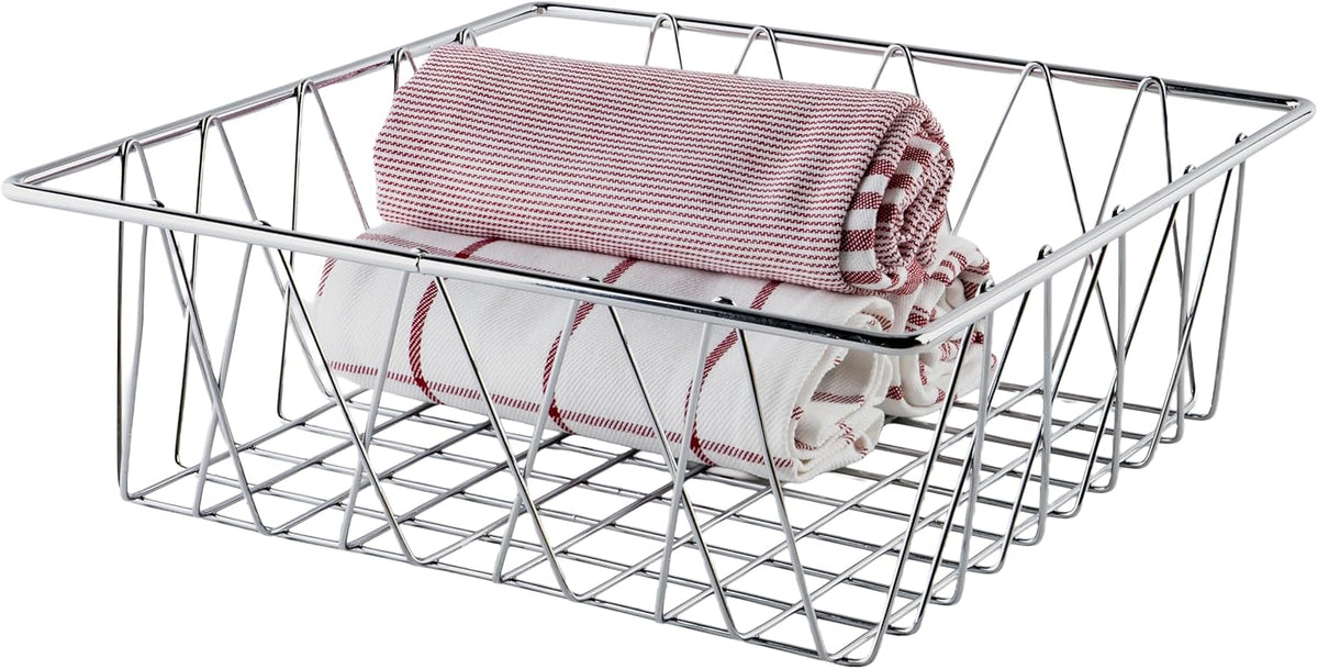G.E.T. WB-315-MG Heavy Duty Iron Wire Utility Storage Basket/Bin with Handles, 11" x 8" x 8"