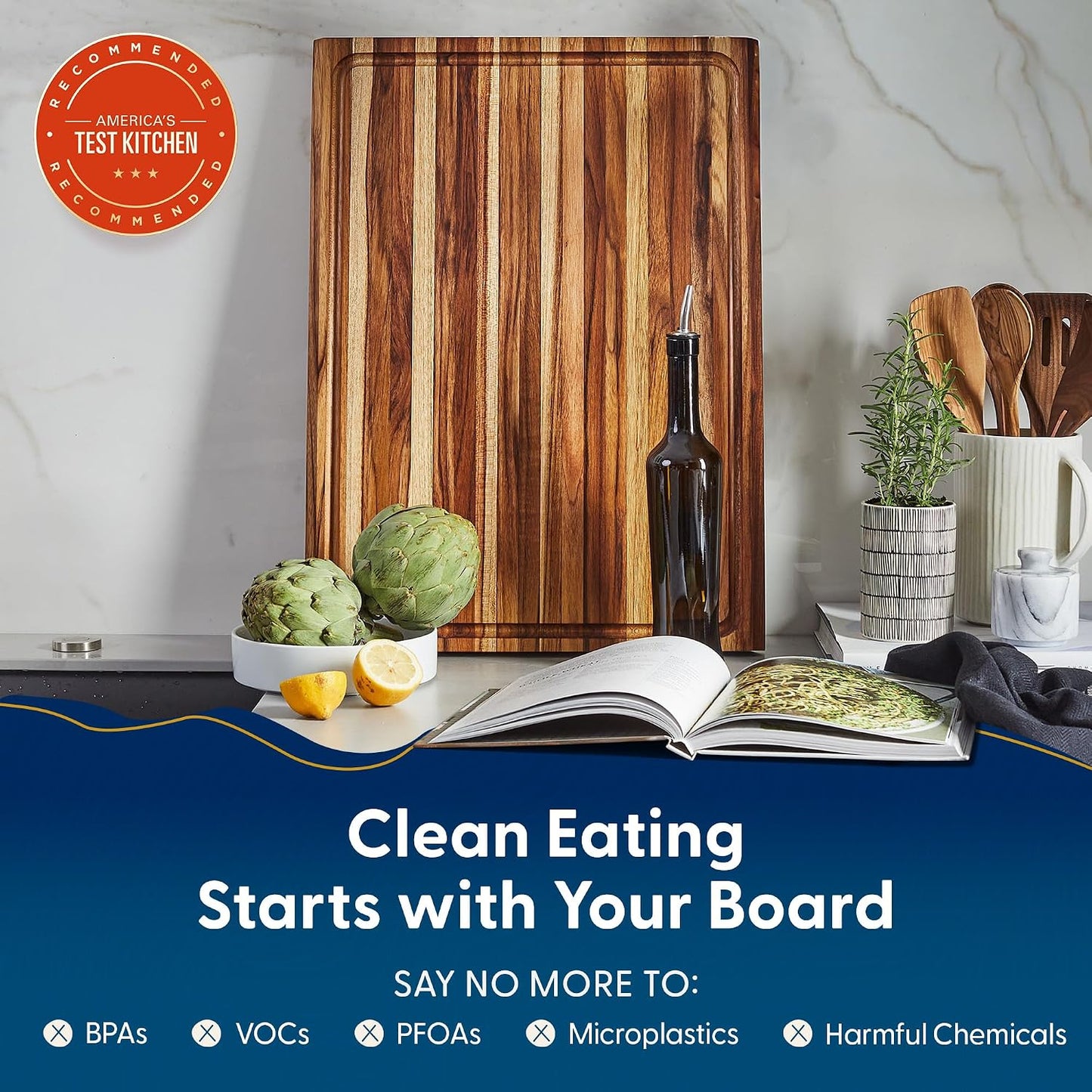 Sonder Los Angeles Doheny Wood Cutting Board Set | Acacia Edge Grain Cutting Board for Kitchen with Juice Groove | Perfect for Compact Daily Use | Gift Box Included | 14x10x1 in & 12x8x1 in