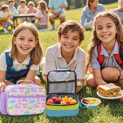 RHCPFOVR Kids Lunch Bag - Insulated Lunch Box for Boys Girls,Washable Lunch Bag and Reusable Toddler Leak-proof Lunchbox for School and Daycare - Colors A