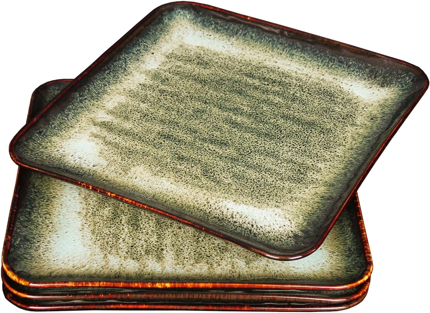 Porcelain Plate Set Large Serving Tray Set of 4, Reusable Serving Platters for Party Food, Cookie, Appetizer, Charcuterie, Snack, Dessert Display,Stackable Kitchen Dish 14.4 INCH