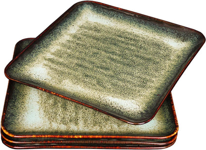Porcelain Plate Set Large Serving Tray Set of 4, Reusable Serving Platters for Party Food, Cookie, Appetizer, Charcuterie, Snack, Dessert Display,Stackable Kitchen Dish 14.4 INCH