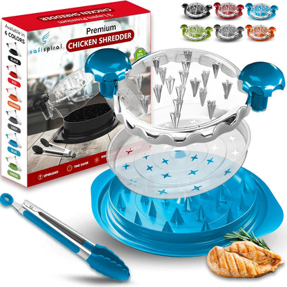 Chicken Shredder Tool Twist Large – 10.2 Inch Non Slip Meat Shredder with Removable Tray- BPA Free, Dishwasher Safe, Heat Resistant Chicken Breast Shredder with Handle & Serving Tong