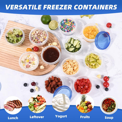 Heavy Duty Airtight Plastic Containers with Twist Top Lids, Stackable Freezer Containers for Lunch, Salad, Soup, Leftover, Ice Cream, BPA Free [6 Pack-32 oz]
