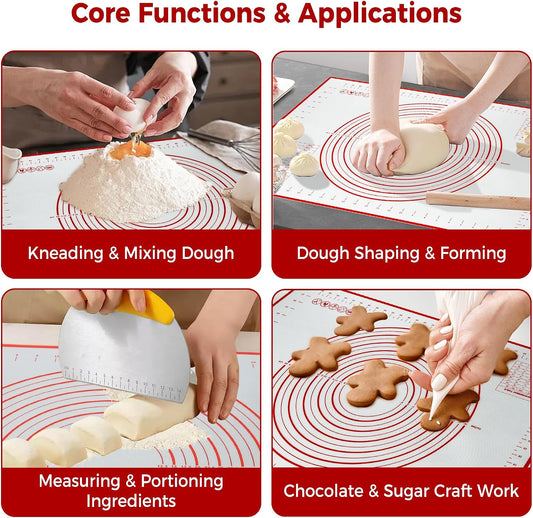Extra Large Nonstick Silicone Pastry Mat 28x20Inch with Measurements, Food Grade Silicone Baking Mat, Non-Slip Dough Rolling Mat for Counter, Oven Liner, Fondant/Pie Crust/Sourdough Bread Baking