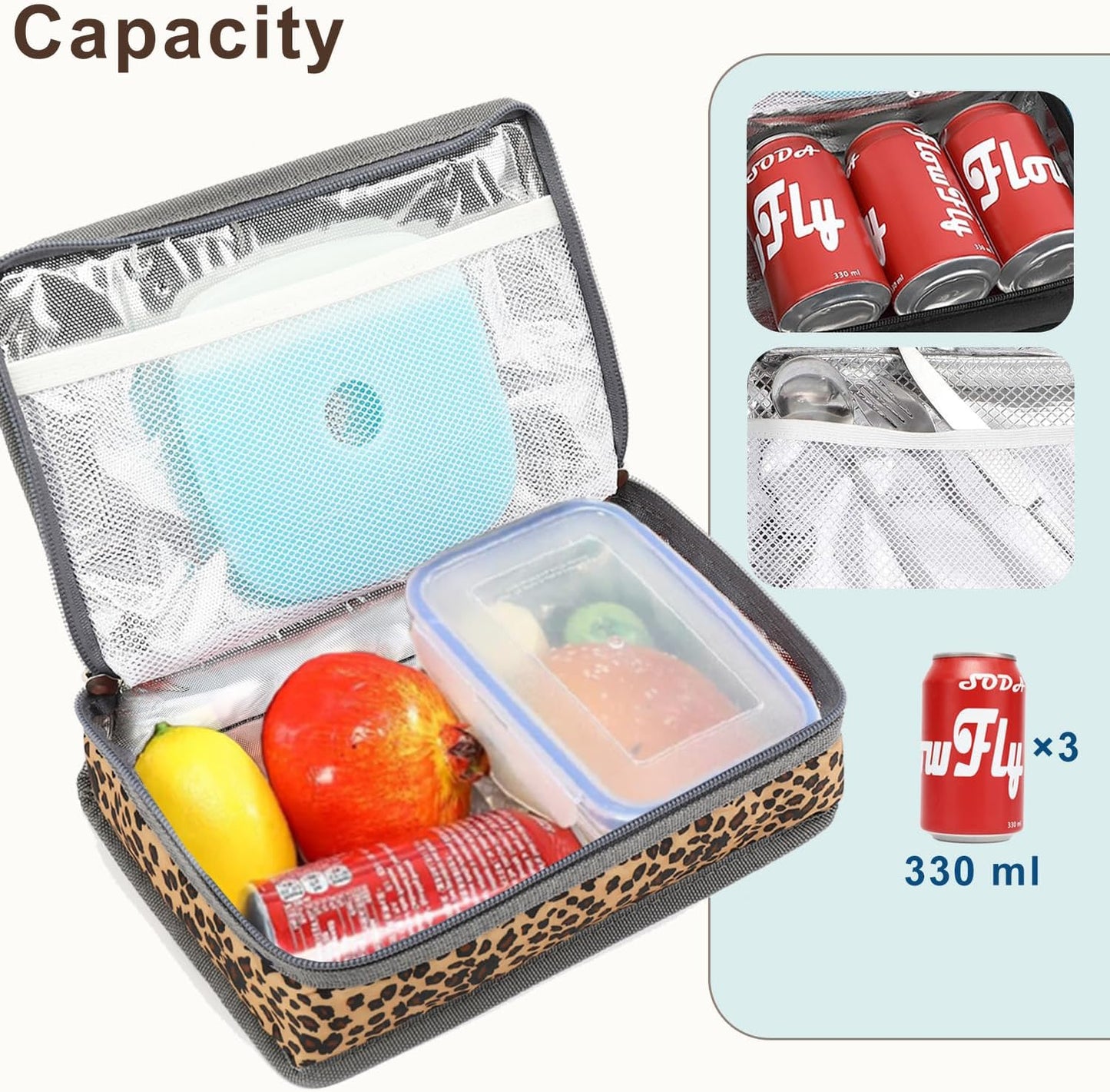 FlowFly Small Insulated Lunch box Portable Soft Bag Mini Cooler Thermal Meal Tote Kit with Handle for Work & School, Black