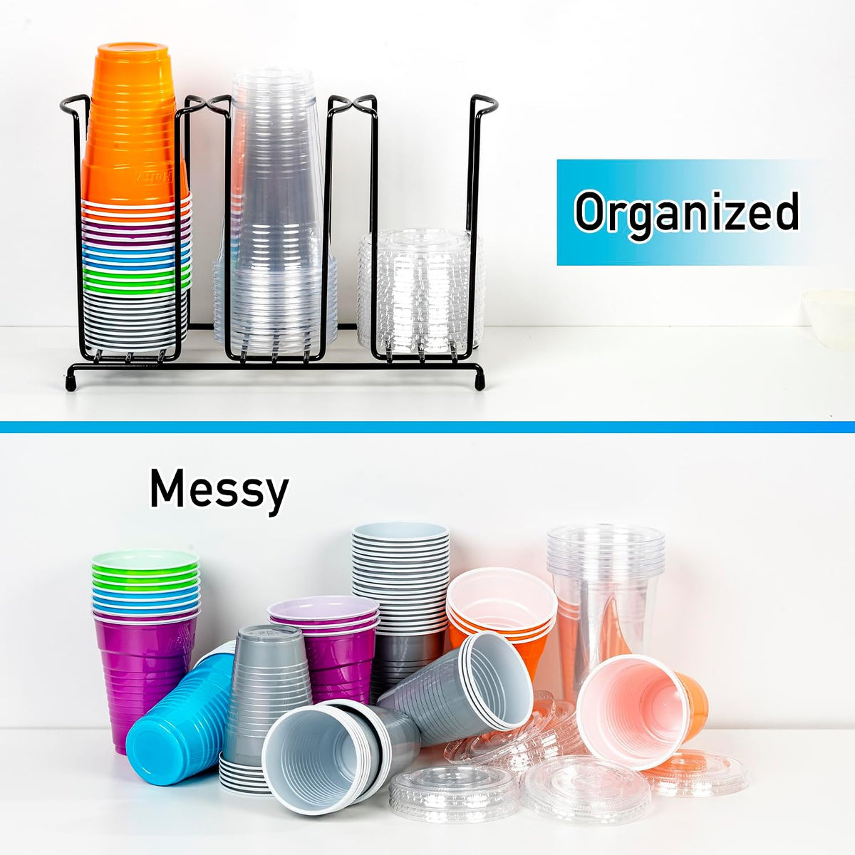 Inevibe Wire Frame Cup and Lid Organizer 3 Compartment