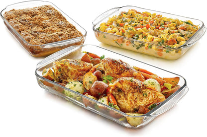 Libbey Baker’s Premium 2 Piece Glass Pie Plate, Stackable, Space Saving Casserole Dish Set with Lids, Glass Baking Dish Set for Fruit Pies, Quiches