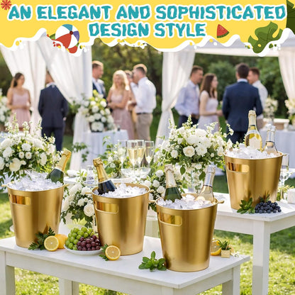 meekoo 32 Pack White Ice Buckets for Parties, 3l Plastic Beverage Bucket with Handle, Large Drink Tub Cooler for Champagne, Wine, Beer, and Soda, Beverage Tubs for Wedding, Bar, Table Display