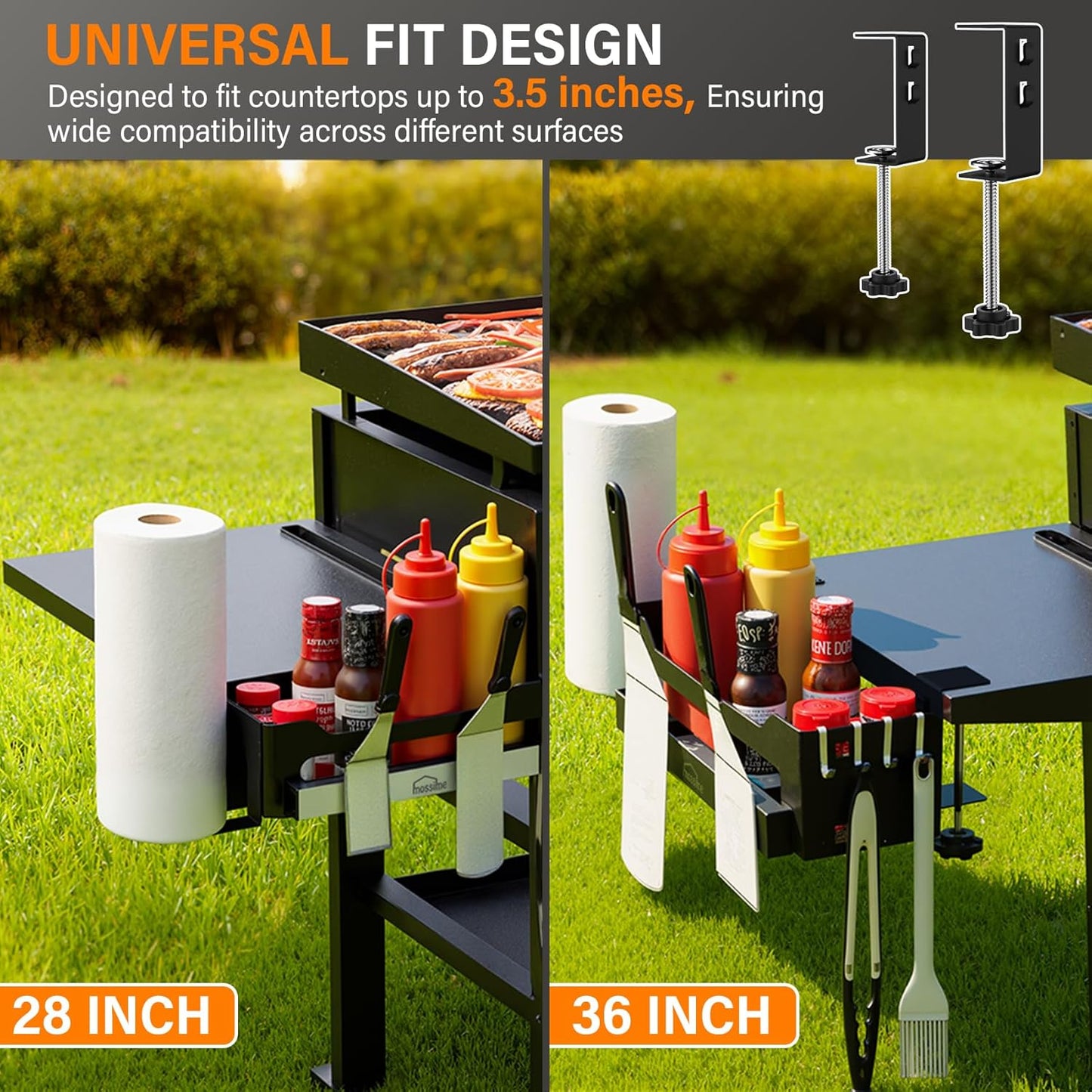 Front Griddle Caddy for Blackstone 28"/36" Griddles, Large Capacity Grill Accessories Organizer for Black Stone with Magnetic Tool Holder, Paper Towel Holder, BBQ Accessory Storage for Outdoor Grill