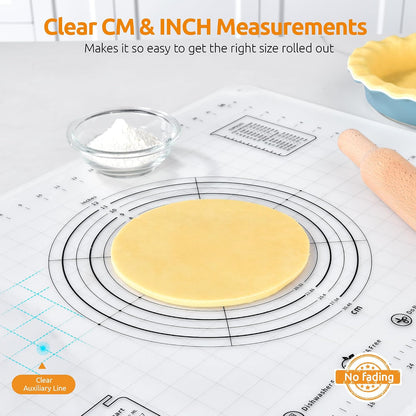 U-Taste Silicone Pastry Mat, Dough Rolling Baking Sheet, 28x20"/Transparent