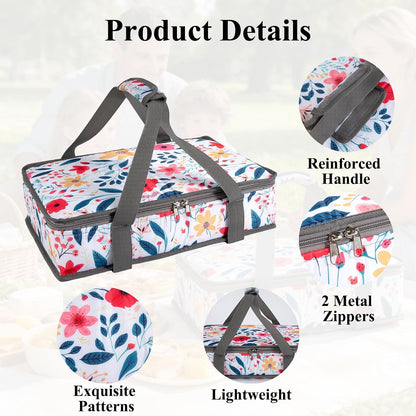 Insulated Casserole Carrier Expandable for Hot or Cold Food with Handle Food Transport for Travel Picnic Cookouts,Fits Pioneer Woman Kitchen Stuff Accessories and 9" x 13" Baking Dish