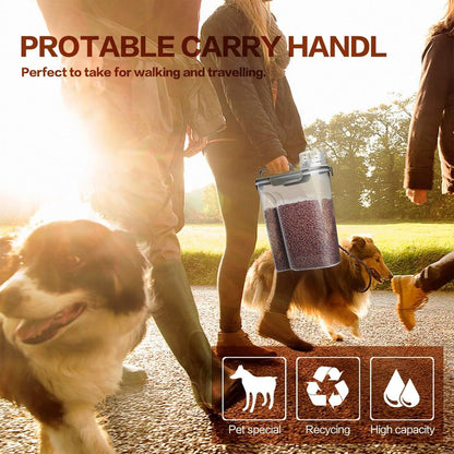 TIOVERY Upgraded Dog Food Storage Container Small, Cat Food Container Airtight, Pet Food Container Dispenser with Pour Spout, Measuring Cup and 4 Seal Buckles for Dogs, Cats, Birds (Blue)