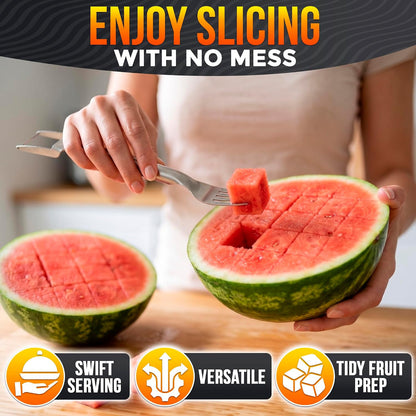 3-in-1 Watermelon Cutter Slicer Tool, Stainless Steel Kitchen Gadget