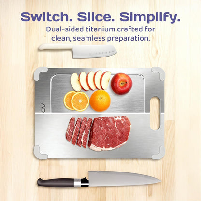 Adivo 100% Pure Double-Sided Titanium Cutting Board for Kitchen, (15.3x11) Large