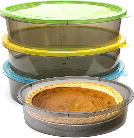 Youngever 3 Pack Pie Containers, Plastic Food Storage Containers, Fresh Pie Keeper, 11 inch Diameter
