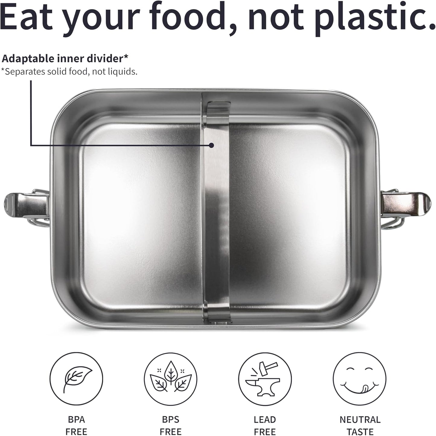 Bambaw Stainless Steel Bento Box 27 oz, Metal Lunch Box with Compartments, Leakproof Stainless Steel Lunch Container, BPA free Dishwasher Safe Metal Lunchbox