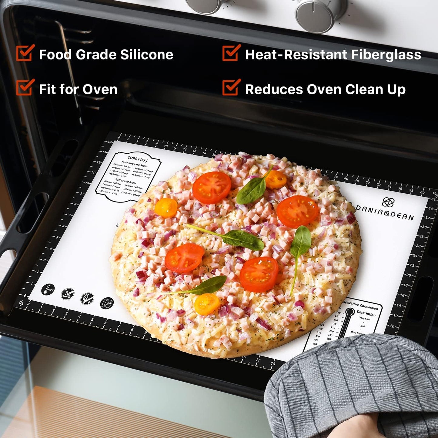 Silicone Baking Mat,28" x 20" Extra Thick Large Non Stick Sheet Mat with Measurement Non-slip Dough Rolling Mat,Reusable Food Grade Silicone Counter Mat for Making Cookies,Macarons,Bread and Pastry