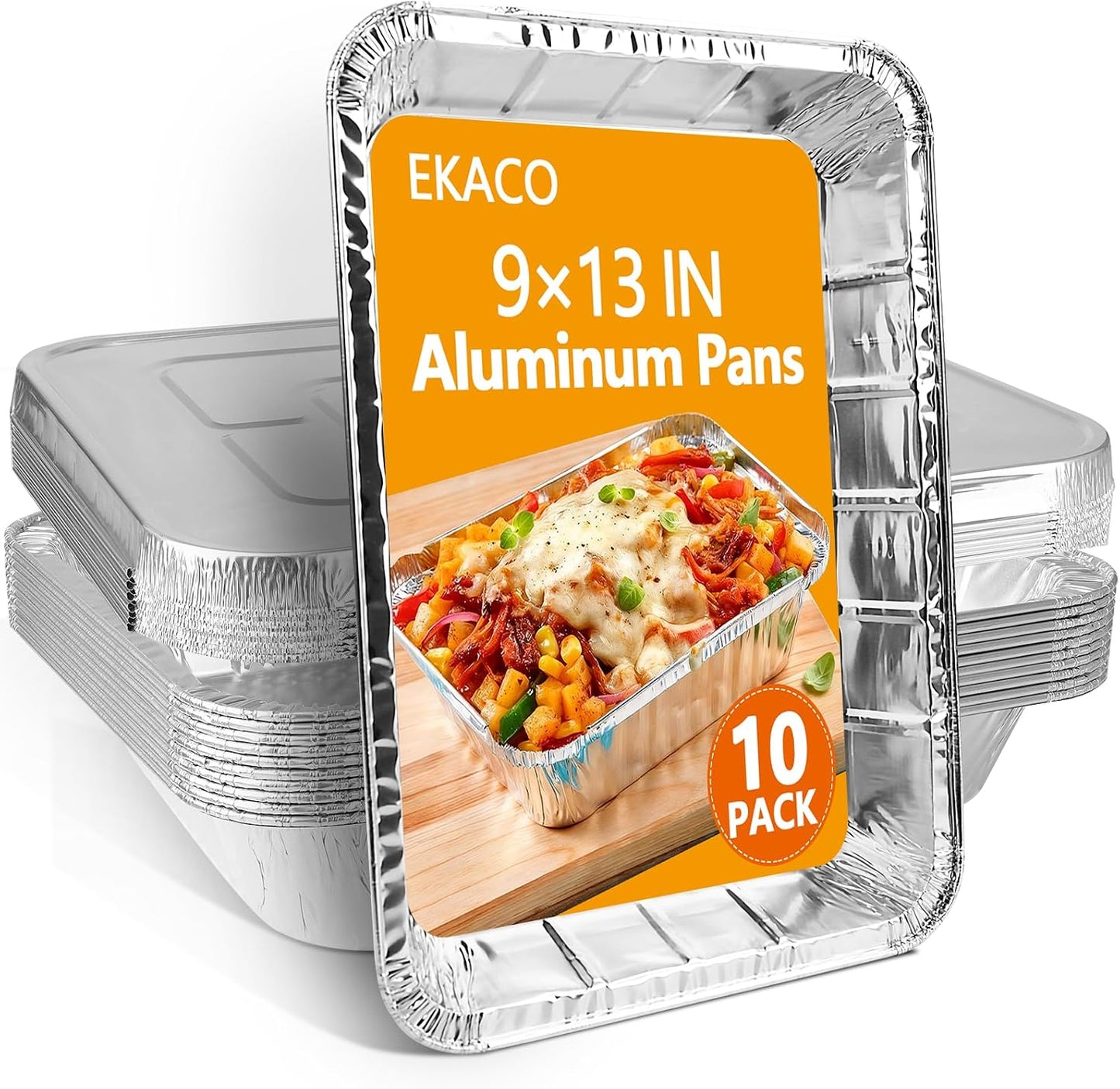 Thickened 9x13 Aluminum Pans with Lids, 20 Pack Heavy Duty & Extra Deep Disposable Aluminum Foil Pans, Disposable Half Size Foil Baking Tray for Cooking, Meal Prep, Baking, Roasting